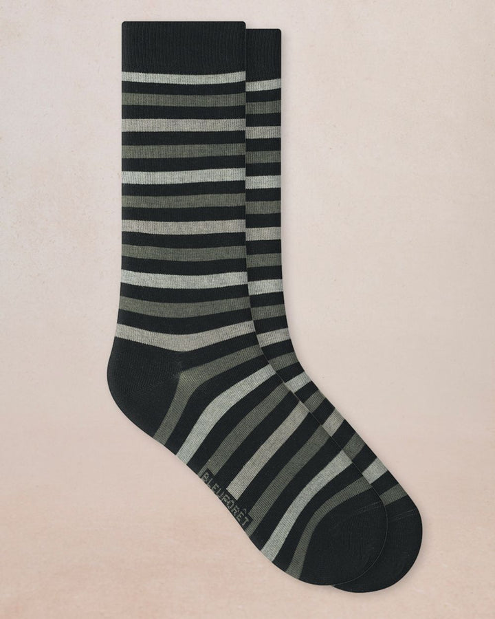 MULTICOLOUR STRIPED COTTON SOCKS "BLACK/GREY"