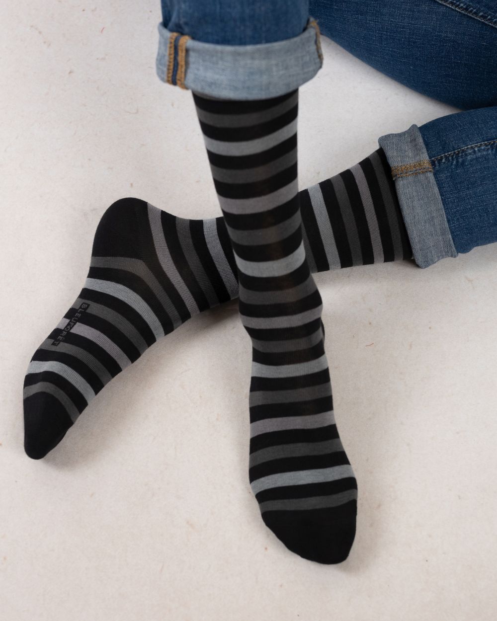 MULTICOLOUR STRIPED COTTON SOCKS "BLACK/GREY"