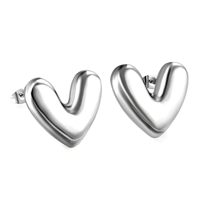 CLASIC HEART STUDS "STEEL"