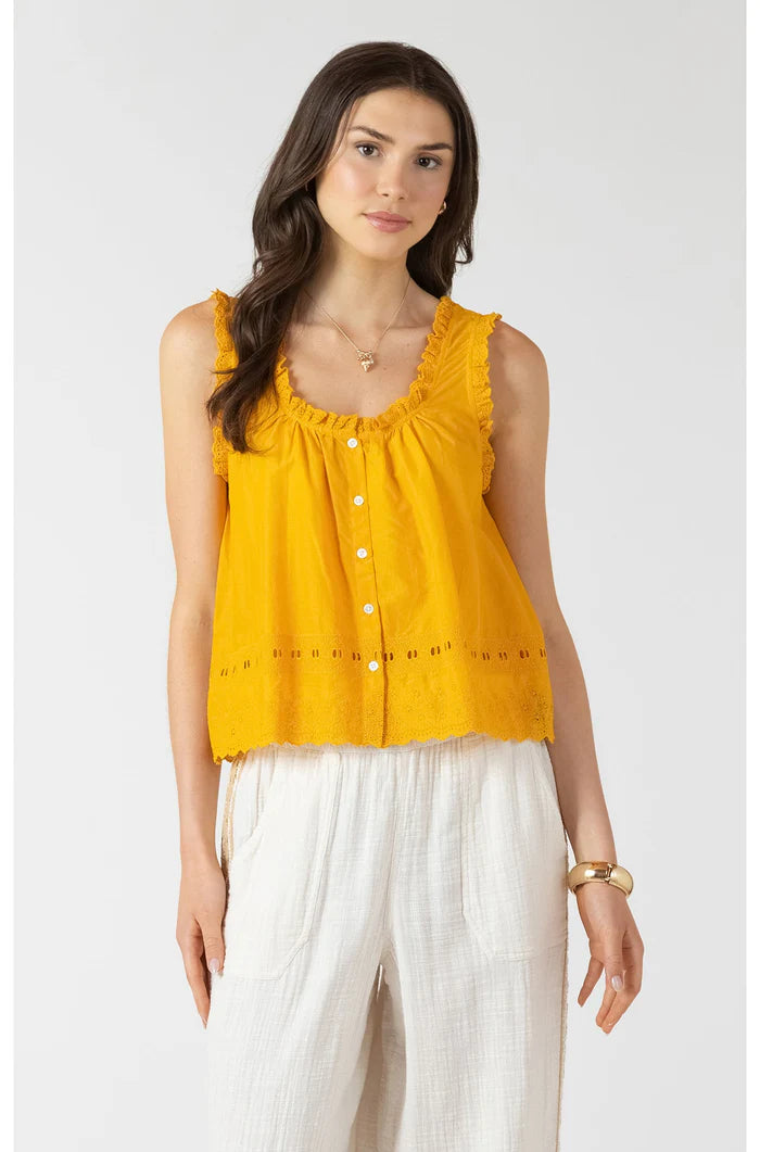 EMBROIDERED LACE TRIM TANK "SUNFLOWER"