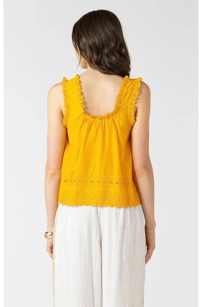EMBROIDERED LACE TRIM TANK "SUNFLOWER"