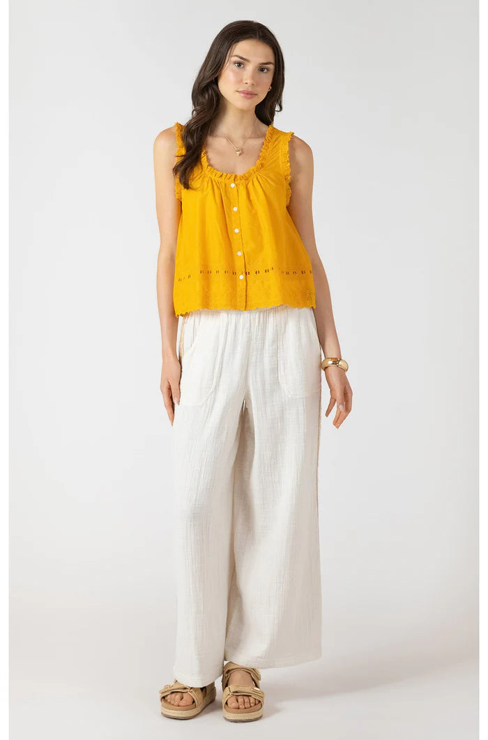 EMBROIDERED LACE TRIM TANK "SUNFLOWER"