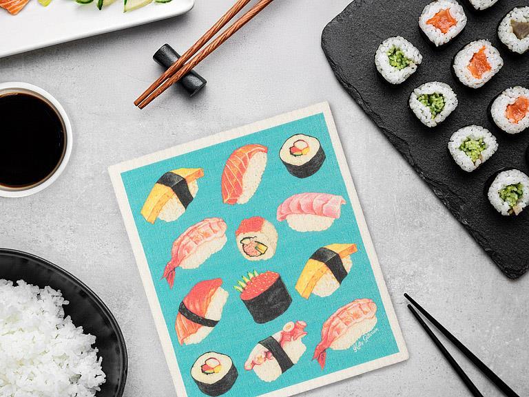 SUSHI &amp; SASHIMI DISHCLOTH 6.75X7.5&