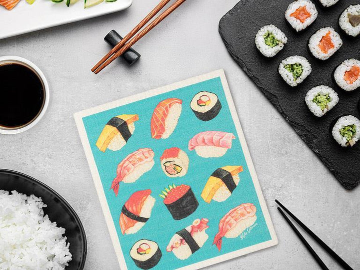 SUSHI &amp; SASHIMI DISHCLOTH 6.75X7.5&
