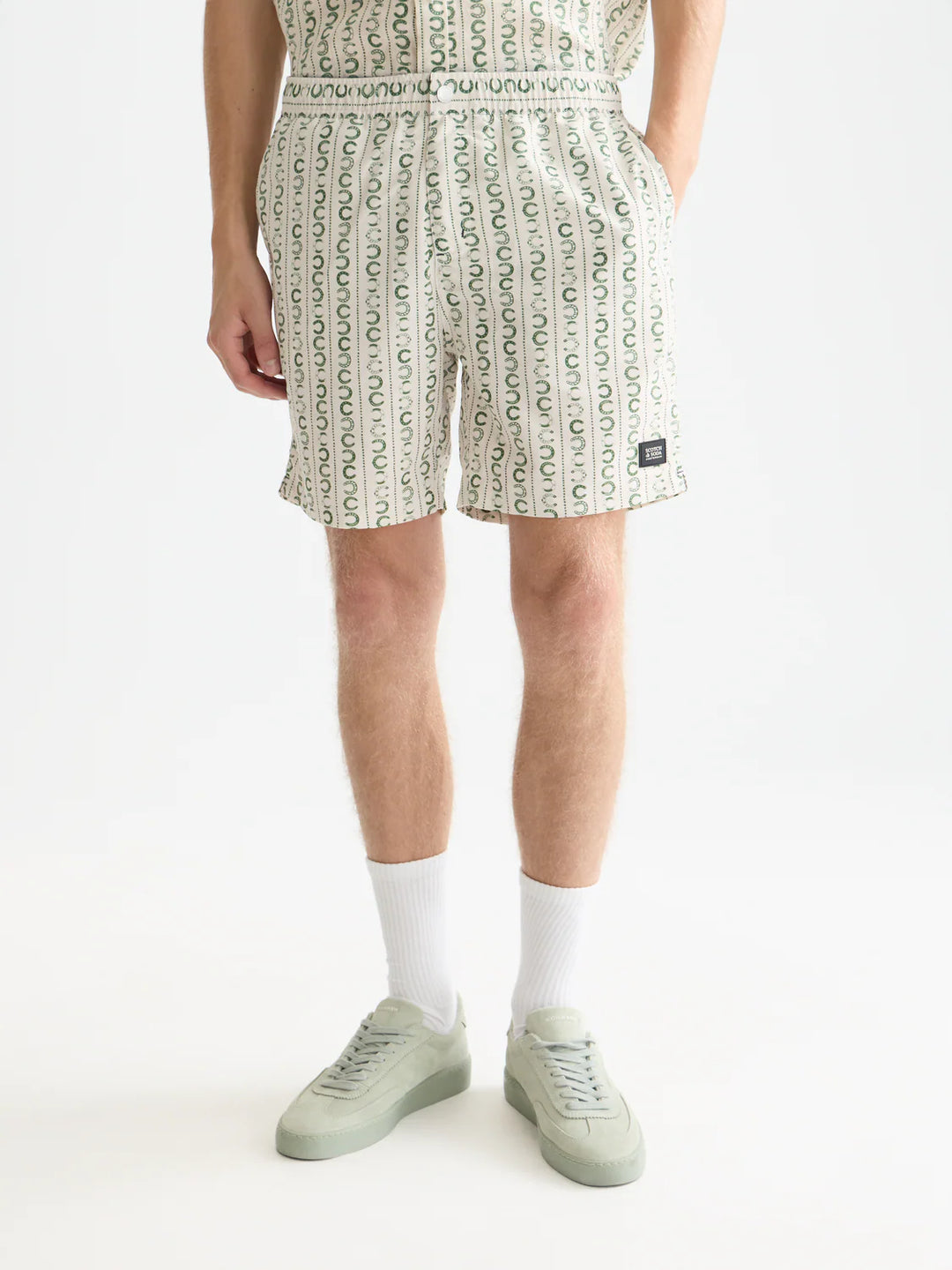 PRINTED SWIM SHORTS "HORSESHOE STRIPE EGGNOG"