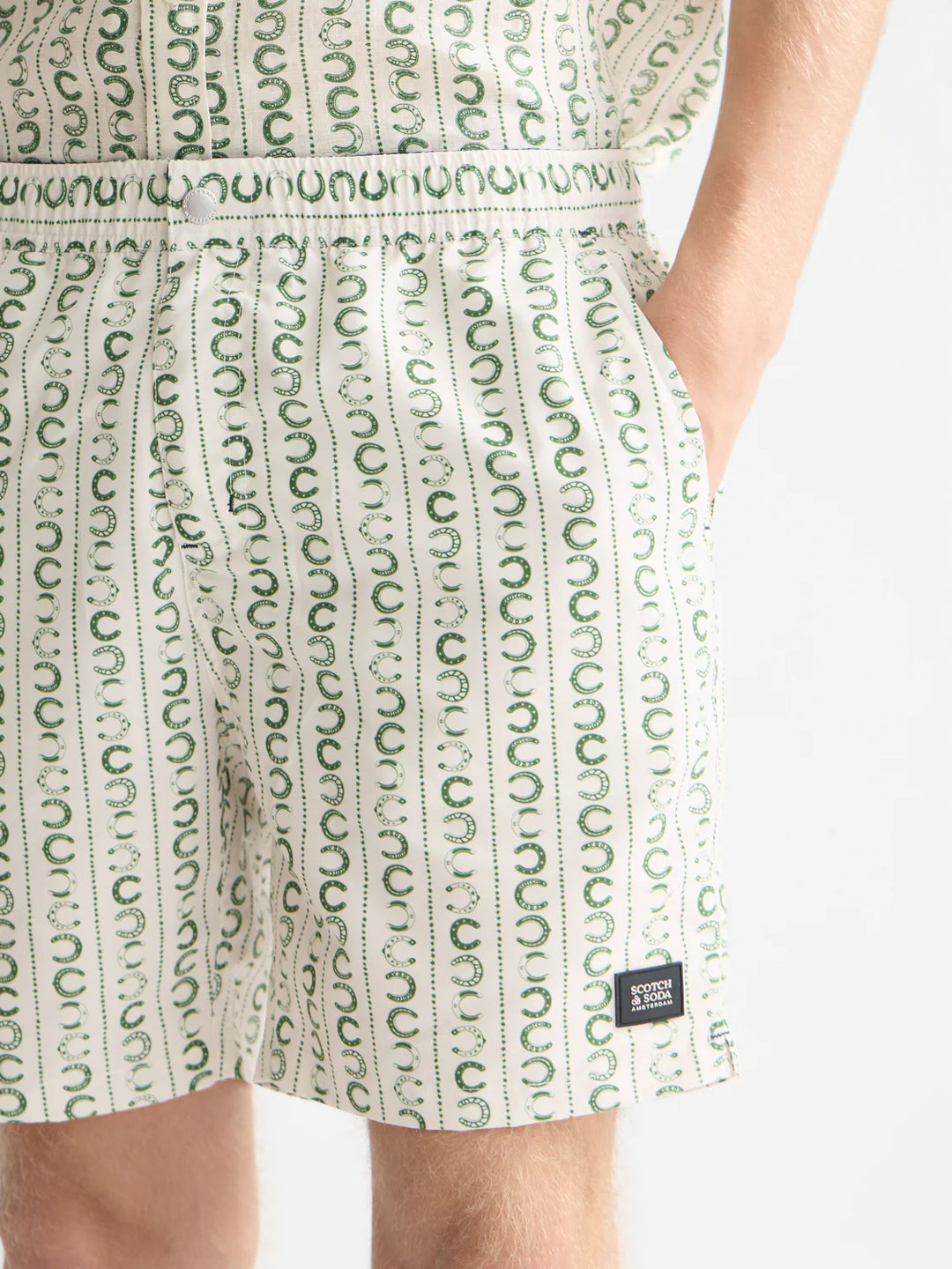PRINTED SWIM SHORTS "HORSESHOE STRIPE EGGNOG"