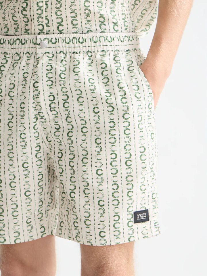 PRINTED SWIM SHORTS "HORSESHOE STRIPE EGGNOG"
