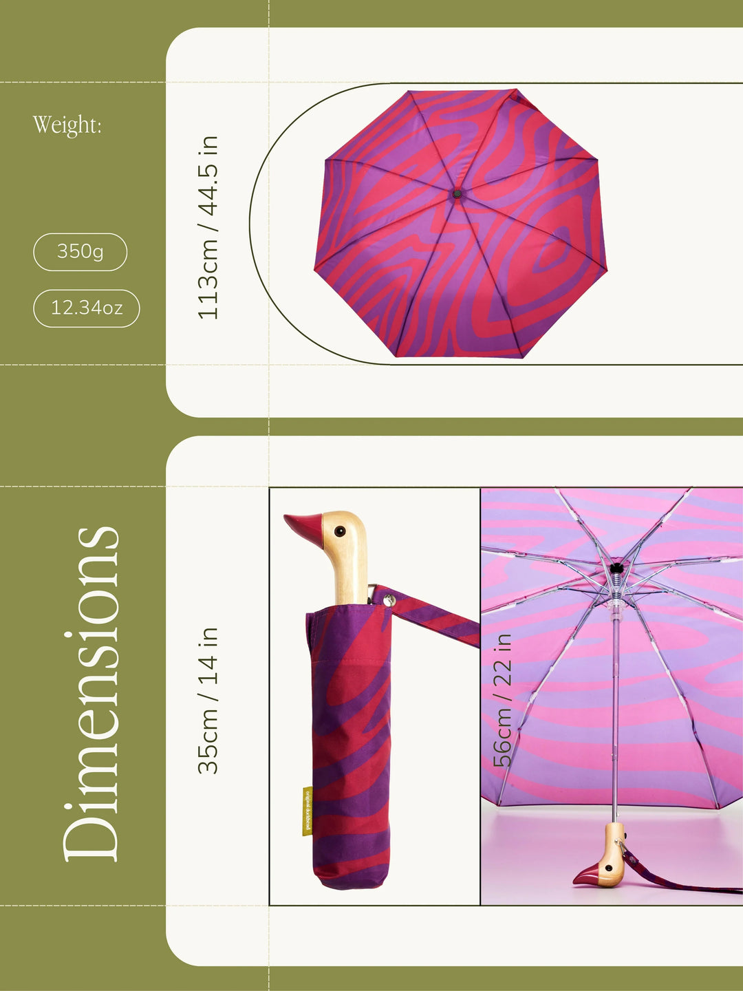 DUCKHEAD SWIRL IN PINK ECO-FRIENDLY COMPACT UMBRELLA