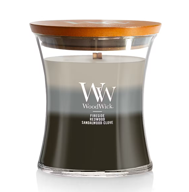 Bougie WoodWick Warm Woods Medium Hourglass Trilogy, 9.7 oz.