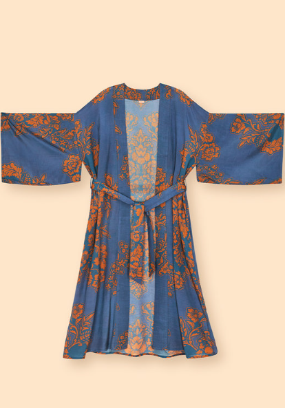 DENIM TAPESTRY KIMONO GOWN