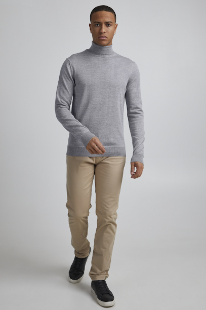 CFKONRAD MERINO ROLL NECK KNIT "LIGHT GREY MELANGE"