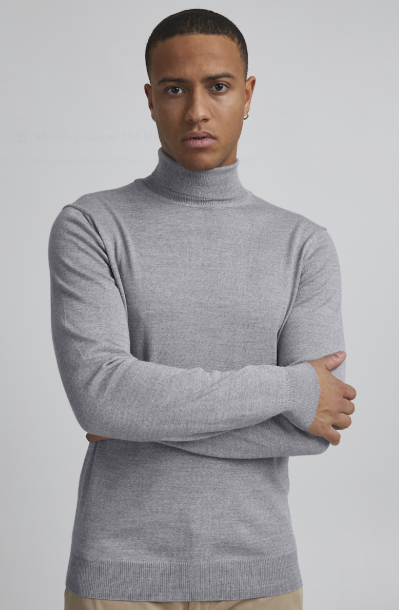 CFKONRAD MERINO ROLL NECK KNIT "LIGHT GREY MELANGE"