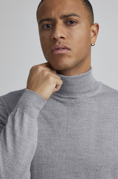 CFKONRAD MERINO ROLL NECK KNIT "LIGHT GREY MELANGE"