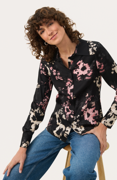 LENDAPW SHIRT "BLACK BLURRED FLOWER"