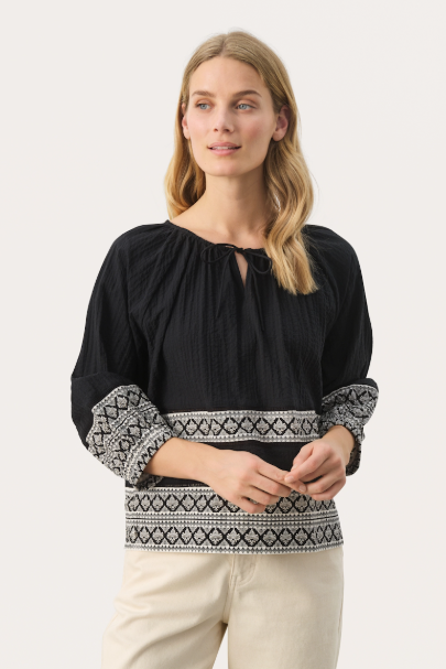 JEDDYPW BLOUSE "BLACK BORDER PRINT"