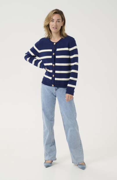 CRMUKA CARDIGAN "OCEAN CAVERN EGGNOG STRIPE"