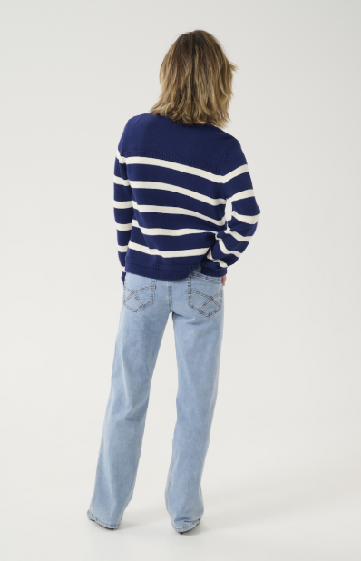 CRMUKA CARDIGAN "OCEAN CAVERN EGGNOG STRIPE"