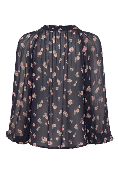 KELSIAPW BLOUSE "DARK NAVY MINI BLURRED FLOWER"