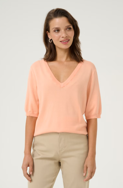 KALIZZA V-NECK PULLOVER "PEACH NECTAR"