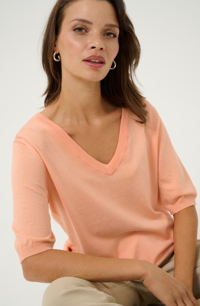 KALIZZA V-NECK PULLOVER "PEACH NECTAR"