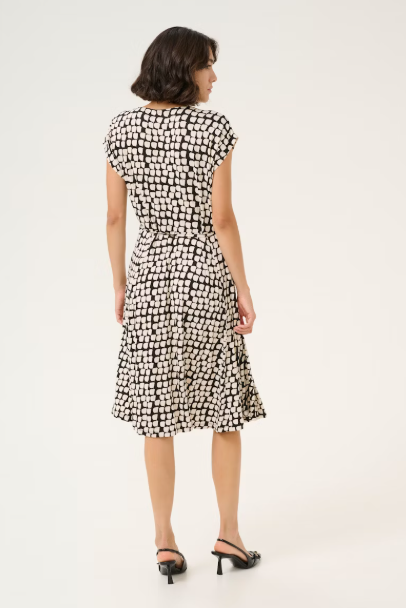 KABELLA JERSEY DRESS "BLACK SAND GRAPHIC DOT"