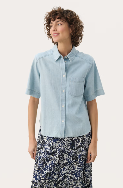 NICLAPW SHIRT "WHITEISH BLUE DENIM"