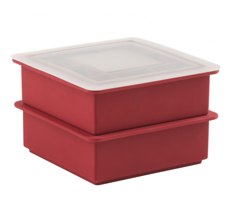 2 SILICONE STACKABLE ICE CUBE TRAYS WITH LID