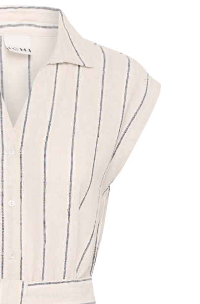 IHLINNO DRESS "NATURAL ECRU STRIPE"