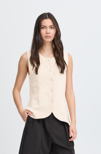 IHLINNO WAISTCOAT "NATURAL ECRU"