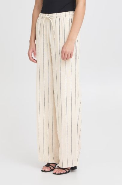 IHLINNO PANTS "NATURAL ECRU STRIPE"