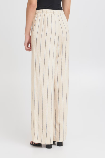 IHLINNO PANTS "NATURAL ECRU STRIPE"