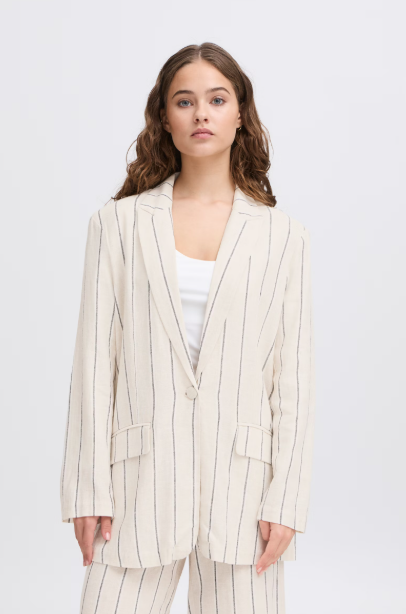 IHLINNO BLAZER "NATURAL ECRU STRIPE"