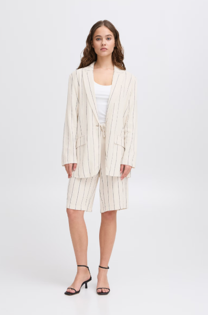 IHLINNO BLAZER "NATURAL ECRU STRIPE"