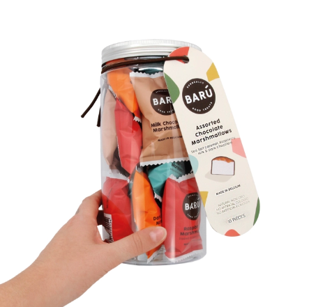 ASSORTED CHOCOLATE MARSHMALLOWS IN GIFT JAR 208G