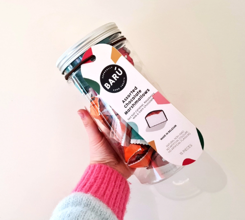 ASSORTED CHOCOLATE MARSHMALLOWS IN GIFT JAR 208G