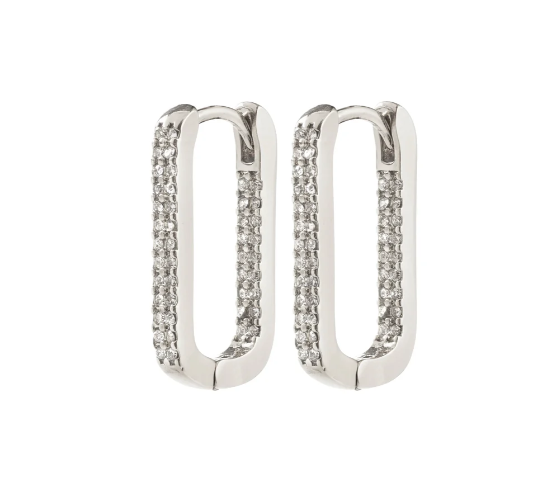 PHASE OVAL HOOP EARRINGS "SILVER PLATED"