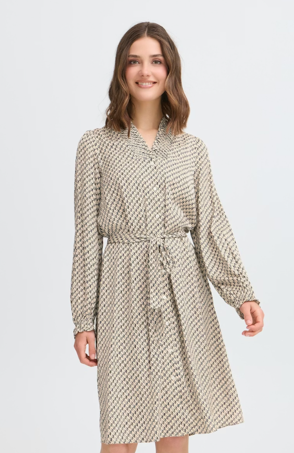 FRNATALIA DRESS "FEATHER GREY ART"