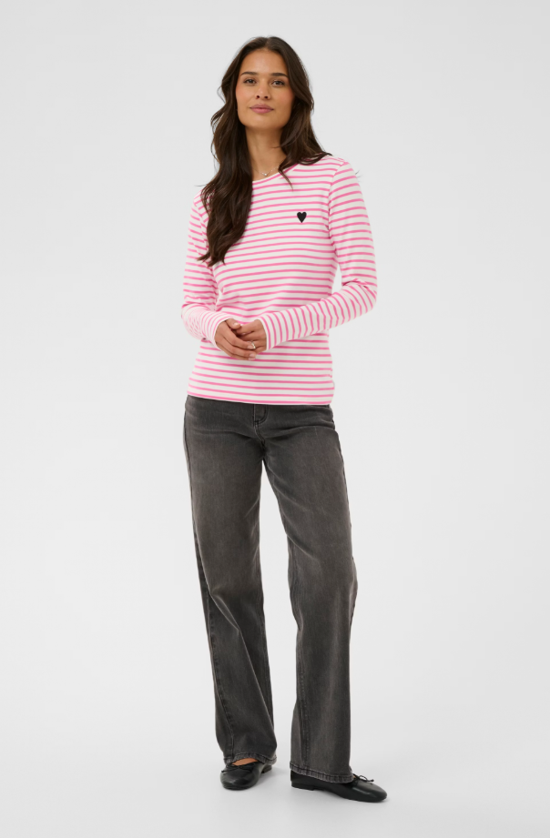 KALIDDY T-SHIRT "CHALK/PINK POWER-BLACK HEART"