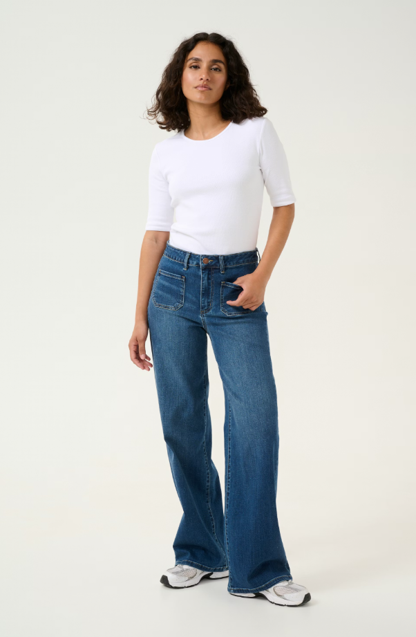 KAKARLA WIDE LEG JEANS "MEDIUM BLUE WASHED DENIM"
