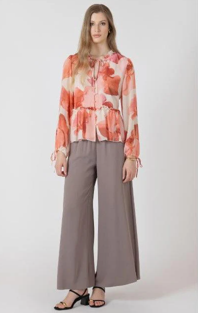 FLOWY WIDE LEG PANTS "SHADOW TAUPE"