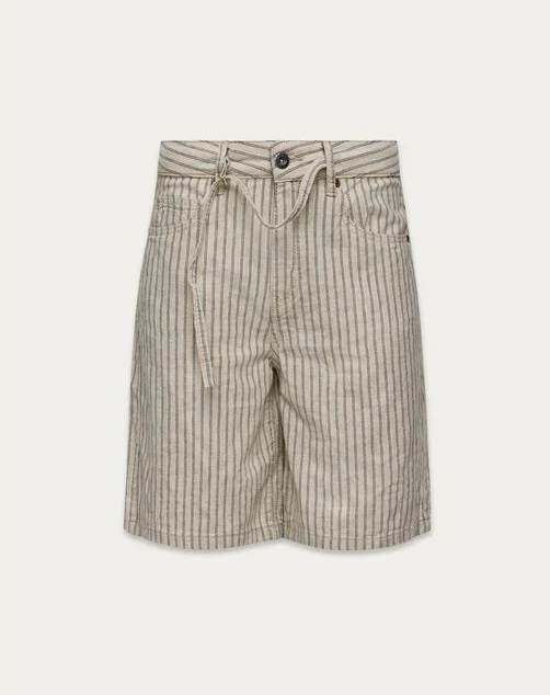 HERRINGBONE BELTED SHORTS
