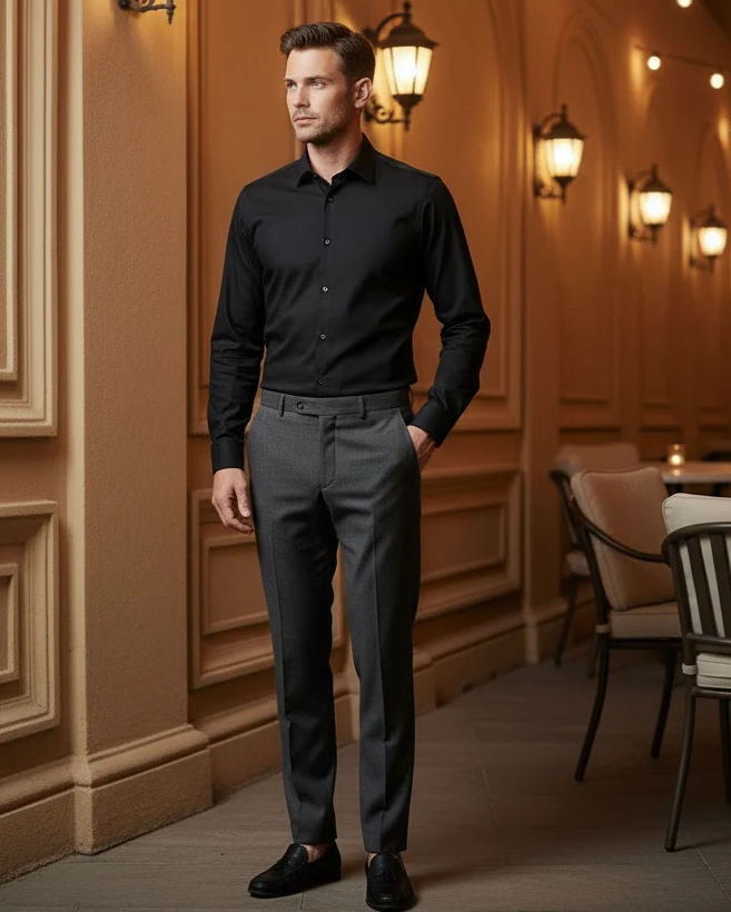 MPRO EASY CARE POLY/COTTON LONG-SLEEVE SHIRT "BLACK"