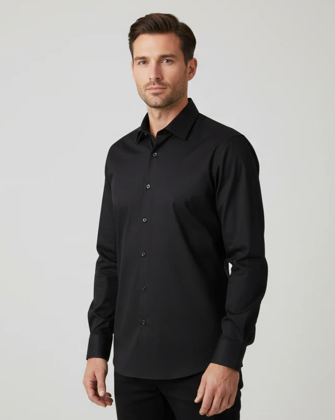 MPRO EASY CARE POLY/COTTON LONG-SLEEVE SHIRT "BLACK"