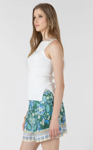 BOATNECK RIBBED SWEATER TANK "WHITE"