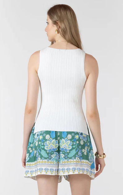 BOATNECK RIBBED SWEATER TANK "WHITE"