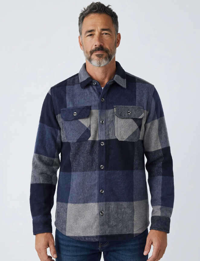 BONDED CHECKERED OVERSHIRT "BLUE"