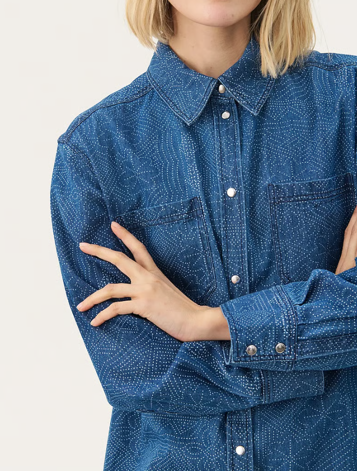 TERESAPW DENIM SHIRT "DENIM DOT PRINT"