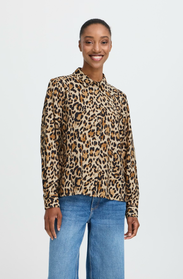 BYIHAMMA LS SHIRT "HUMUS LEOPARD MIX"