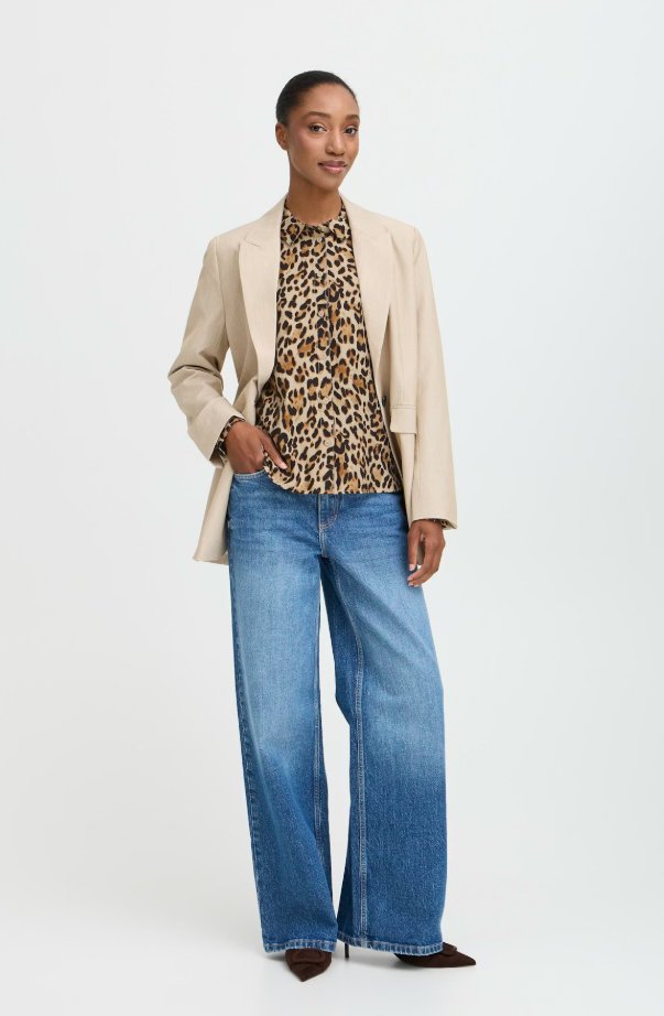 BYIHAMMA LS SHIRT "HUMUS LEOPARD MIX"