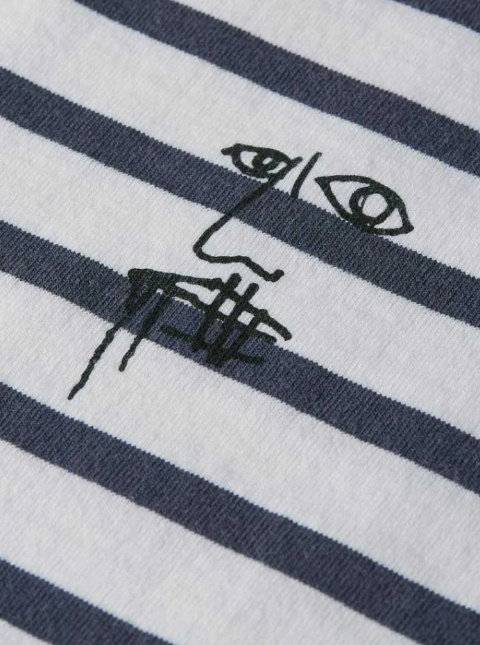 BASQUIAT BRETON STRIPED LONG SLEEVE SHIRT "NAVY"